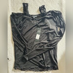 Fashion Nova Classic Sign Mesh Long Sleeve Top Large